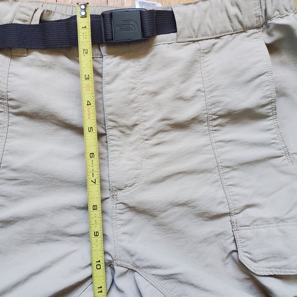 North face men's nylon zip off khaki cargo hiking pants shorts with belt sz S - Picture 7 of 12